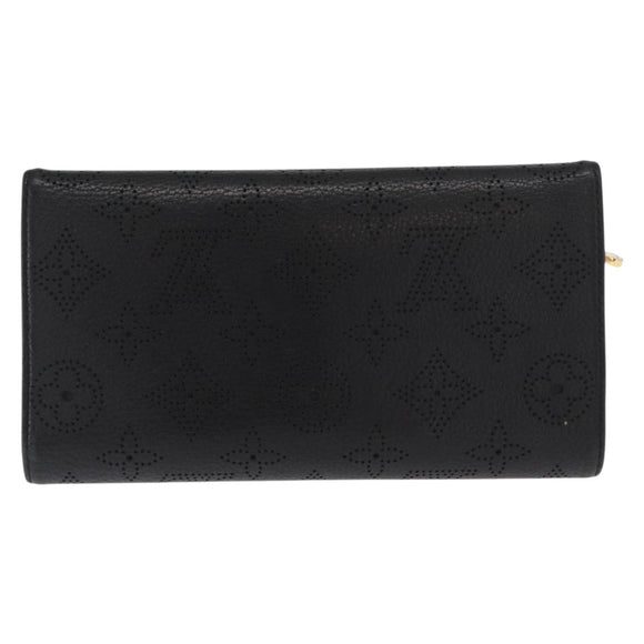 LOUIS VUITTON Mahina Portefeuille Amelia Long Wallet Black M95549 LV Auth 160362