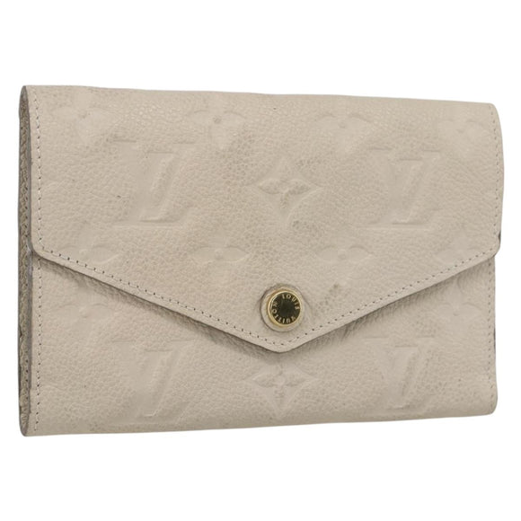 LOUIS VUITTON Empreinte Portefeuille Curie's Compact Wallet Cream LV Auth 160363