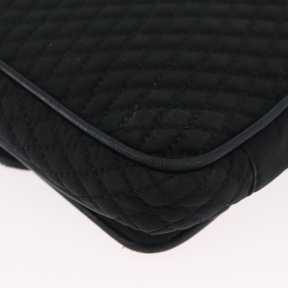 BALLY Quilted Chain Shoulder Bag Nylon Black Gold Auth 160374