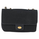 BALLY Quilted Chain Shoulder Bag Nylon Black Gold Auth 160374-13