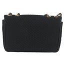 BALLY Quilted Chain Shoulder Bag Nylon Black Gold Auth 160374-2