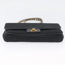 BALLY Quilted Chain Shoulder Bag Nylon Black Gold Auth 160374-5