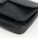 BALLY Quilted Chain Shoulder Bag Leather Navy Gold Auth 160414-10