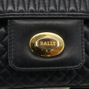BALLY Quilted Chain Shoulder Bag Leather Navy Gold Auth 160414-14