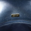 BALLY Quilted Chain Shoulder Bag Leather Navy Gold Auth 160414-15