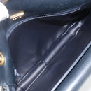 BALLY Quilted Chain Shoulder Bag Leather Navy Gold Auth 160414-16
