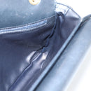 BALLY Quilted Chain Shoulder Bag Leather Navy Gold Auth 160414-17