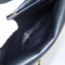 BALLY Quilted Chain Shoulder Bag Leather Navy Gold Auth 160414-21