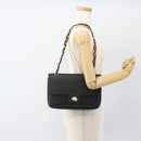 BALLY Quilted Chain Shoulder Bag Leather Navy Gold Auth 160414-24