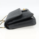 BALLY Quilted Chain Shoulder Bag Leather Navy Gold Auth 160414-4