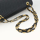 BALLY Quilted Chain Shoulder Bag Leather Navy Gold Auth 160414-7