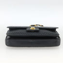 BALLY Quilted Chain Shoulder Bag Leather Navy Gold Auth 160414-9