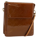 LOUIS VUITTON Monogram Vernis Motto Accessory Pouch Bronze M91138 Auth 160428-1