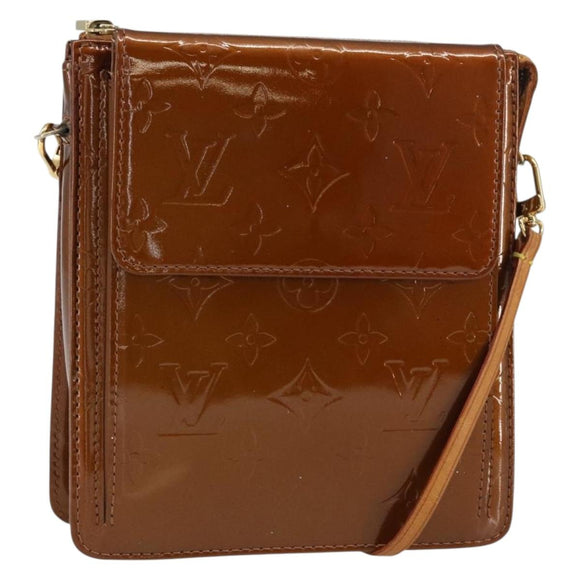 LOUIS VUITTON Monogram Vernis Motto Accessory Pouch Bronze M91138 Auth 160428