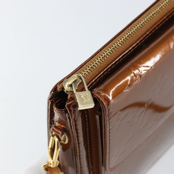 LOUIS VUITTON Monogram Vernis Motto Accessory Pouch Bronze M91138 Auth 160428