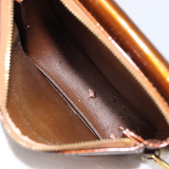 LOUIS VUITTON Monogram Vernis Motto Accessory Pouch Bronze M91138 Auth 160428