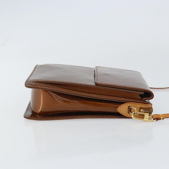 LOUIS VUITTON Monogram Vernis Motto Accessory Pouch Bronze M91138 Auth 160428