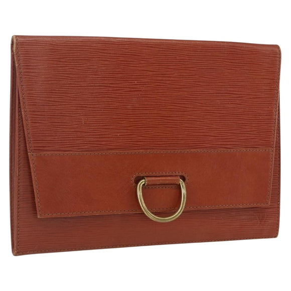LOUIS VUITTON Epi Jena Clutch Bag Brown M52723 LV Auth 160441