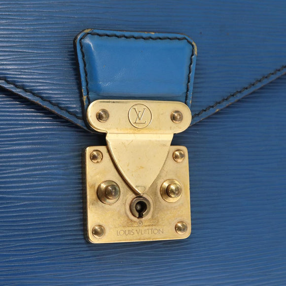 LOUIS VUITTON Epi Porte Documents Bandouliere Bag Toledo Blue LV Auth 160443