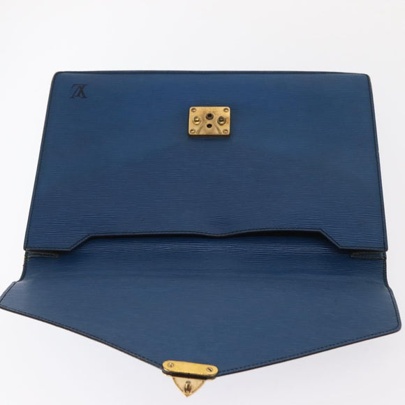 LOUIS VUITTON Epi Porte Documents Bandouliere Bag Toledo Blue LV Auth 160443