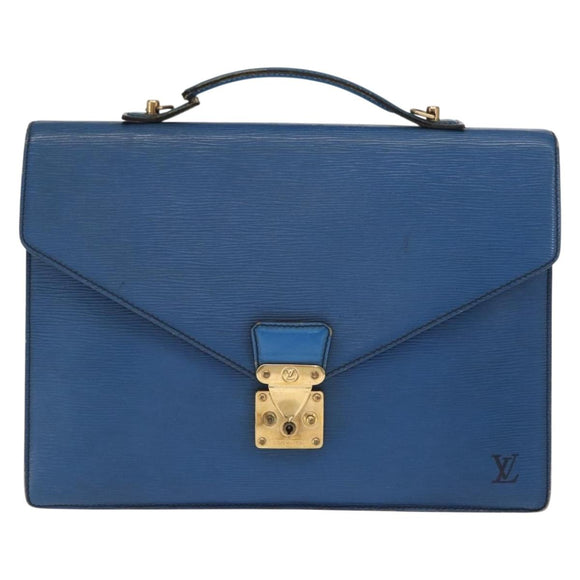 LOUIS VUITTON Epi Porte Documents Bandouliere Bag Toledo Blue LV Auth 160443