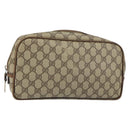 GUCCI GG Supreme Clutch Bag PVC Beige Auth 160464-1