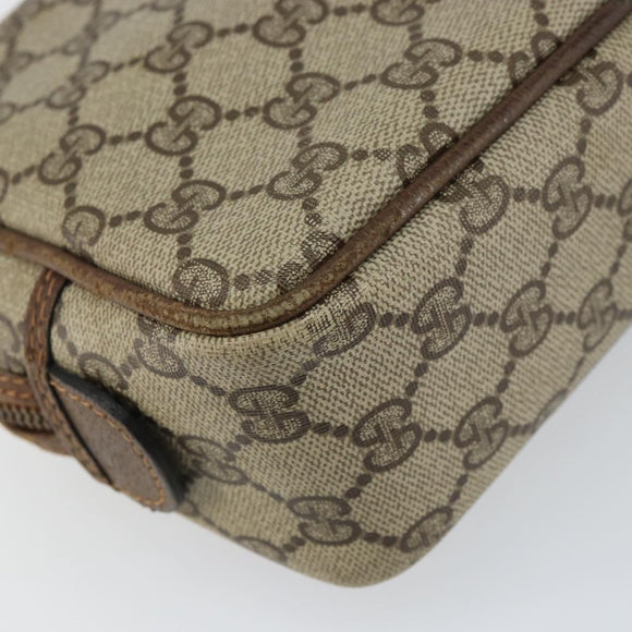 GUCCI GG Supreme Clutch Bag PVC Beige Auth 160464