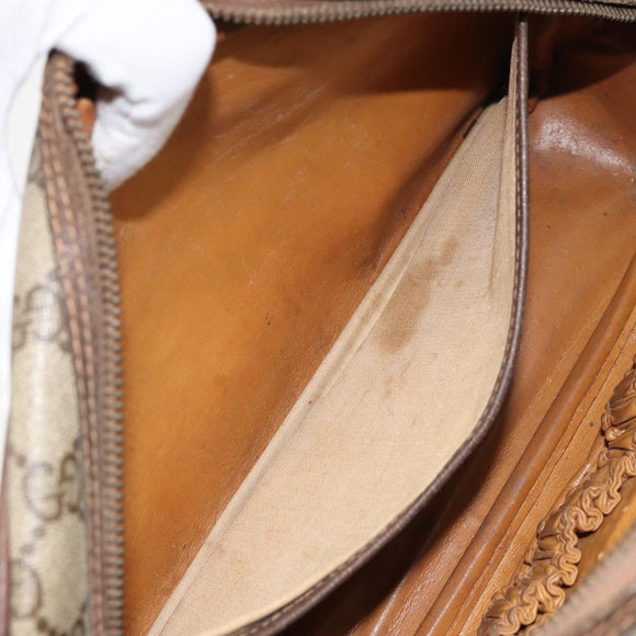 GUCCI GG Supreme Clutch Bag PVC Beige Auth 160464