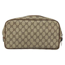 GUCCI GG Supreme Clutch Bag PVC Beige Auth 160464-2