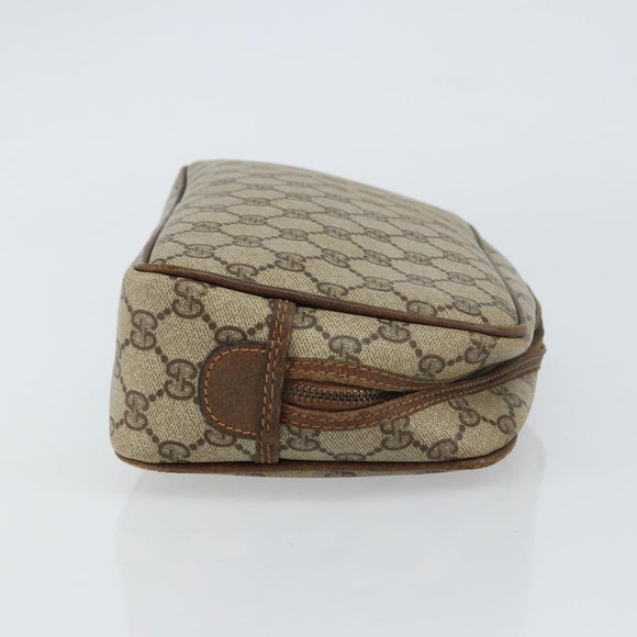 GUCCI GG Supreme Clutch Bag PVC Beige Auth 160464