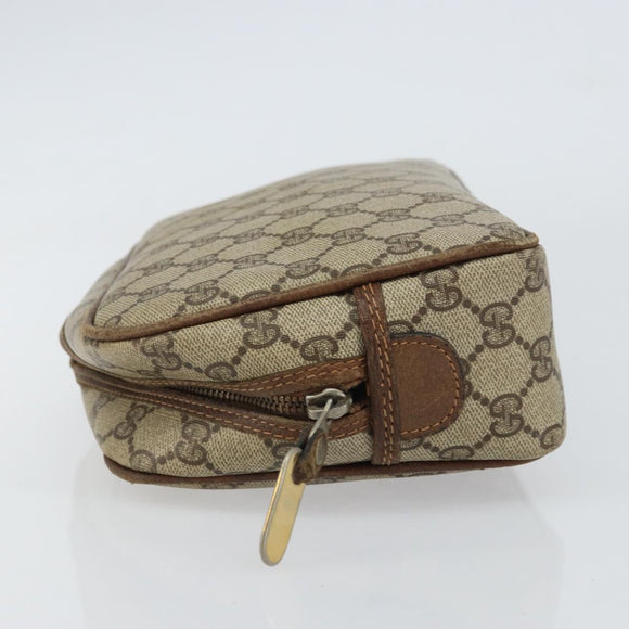 GUCCI GG Supreme Clutch Bag PVC Beige Auth 160464