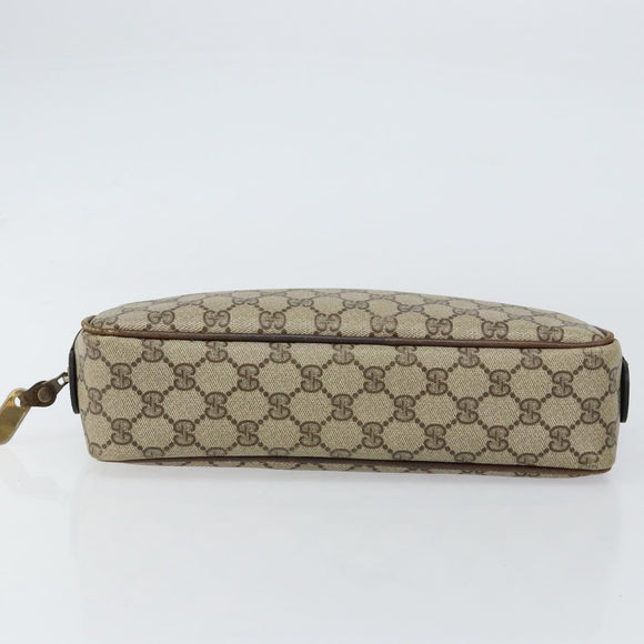 GUCCI GG Supreme Clutch Bag PVC Beige Auth 160464