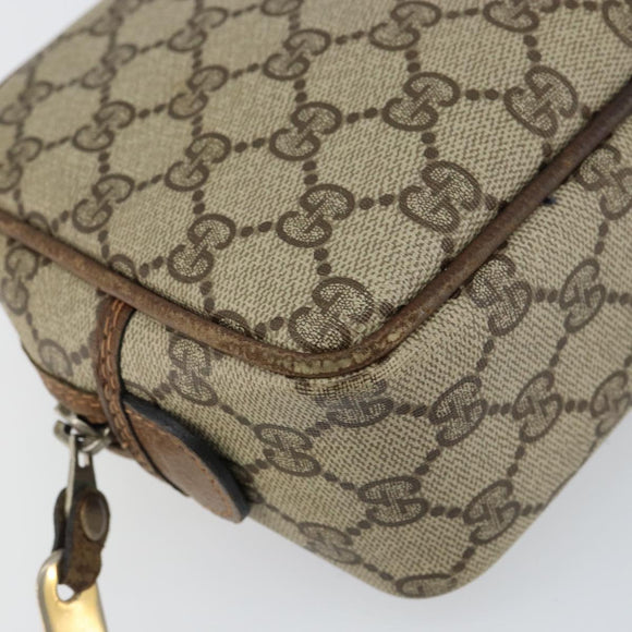GUCCI GG Supreme Clutch Bag PVC Beige Auth 160464