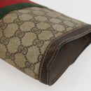 GUCCI GG Supreme Web Sherry Line Clutch Bag PVC Beige 67 014 3087 Auth 160466-15