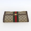 GUCCI GG Supreme Web Sherry Line Clutch Bag PVC Beige 67 014 3087 Auth 160466-5