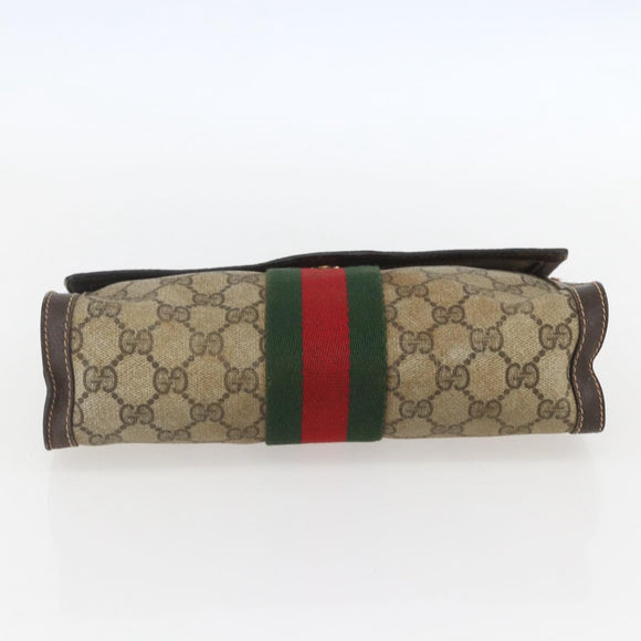 GUCCI GG Supreme Web Sherry Line Clutch Bag PVC Beige 67 014 3087 Auth 160466