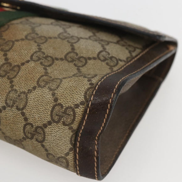 GUCCI GG Supreme Web Sherry Line Clutch Bag PVC Beige 67 014 3087 Auth 160466