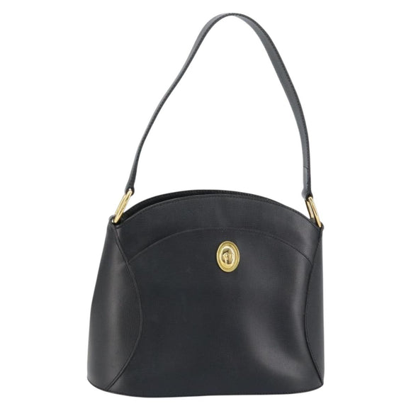 Christian Dior Shoulder Bag Leather Black Gold Auth 160468