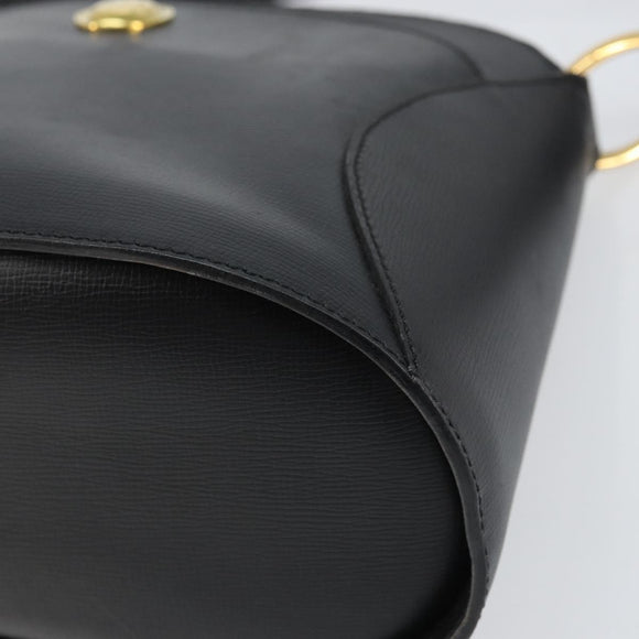 Christian Dior Shoulder Bag Leather Black Gold Auth 160468