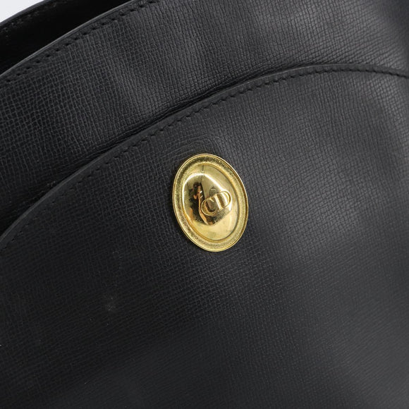 Christian Dior Shoulder Bag Leather Black Gold Auth 160468