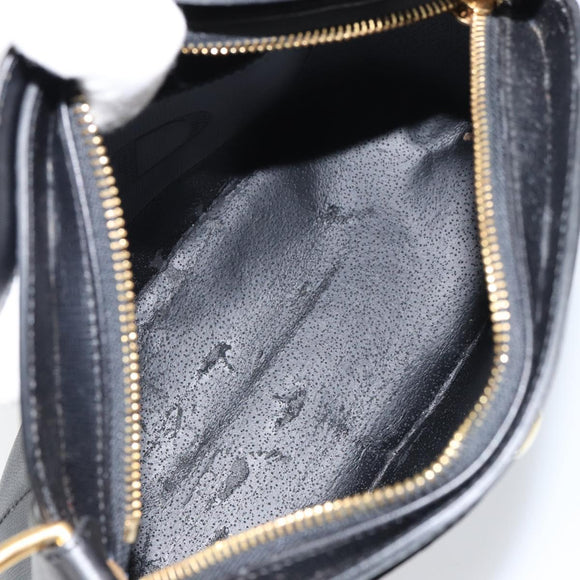 Christian Dior Shoulder Bag Leather Black Gold Auth 160468