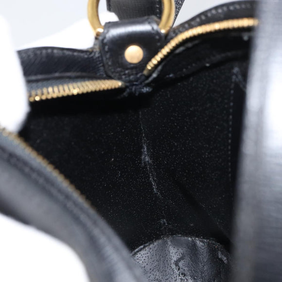 Christian Dior Shoulder Bag Leather Black Gold Auth 160468