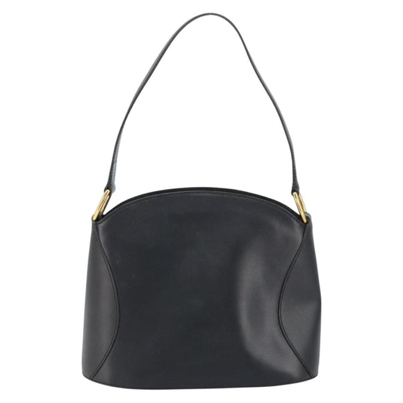 Christian Dior Shoulder Bag Leather Black Gold Auth 160468