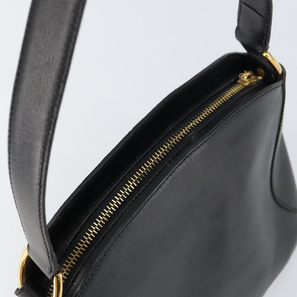 Christian Dior Shoulder Bag Leather Black Gold Auth 160468