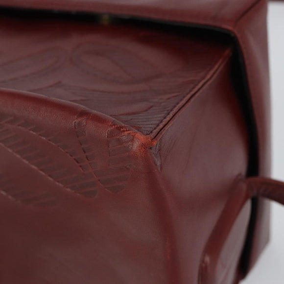 LOEWE Anagram Shoulder Bag Leather Red Gold Auth 160470