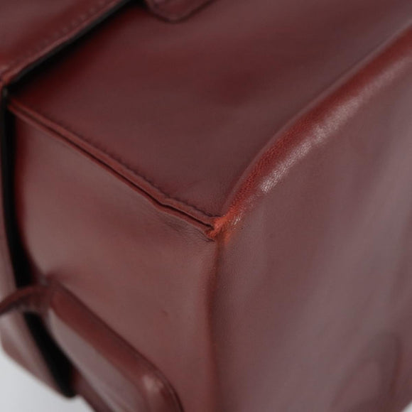 LOEWE Anagram Shoulder Bag Leather Red Gold Auth 160470