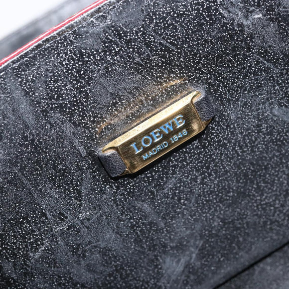 LOEWE Anagram Shoulder Bag Leather Red Gold Auth 160470