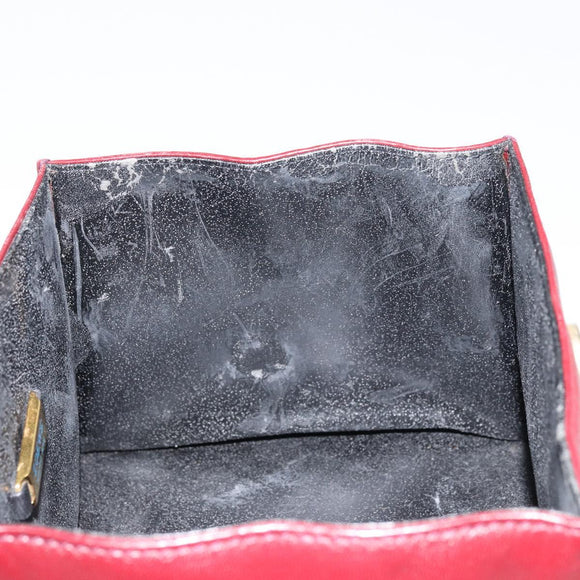 LOEWE Anagram Shoulder Bag Leather Red Gold Auth 160470