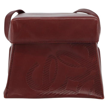 LOEWE Anagram Shoulder Bag Leather Red Gold Auth 160470 - 0