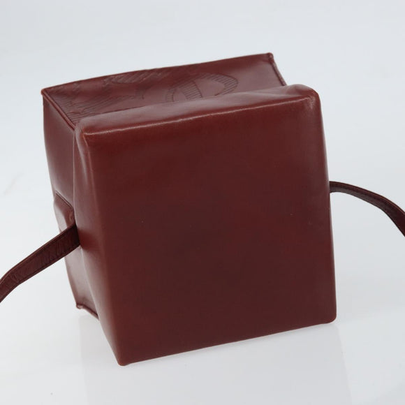 LOEWE Anagram Shoulder Bag Leather Red Gold Auth 160470